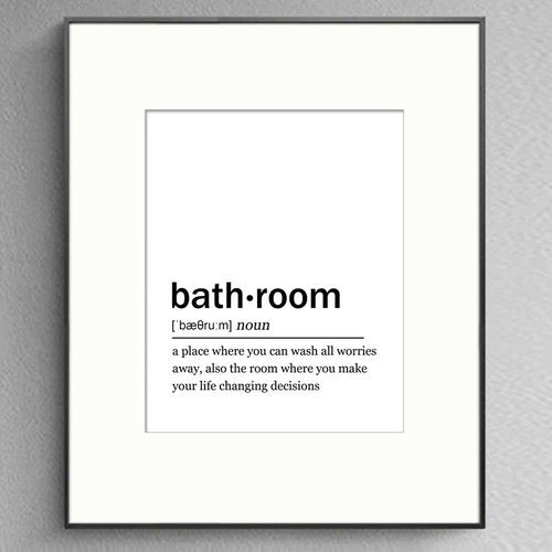Bathroom Definition Wall Art Print by [Brand Name] | Funny Typography Quote Decor - 8x10 Unframed