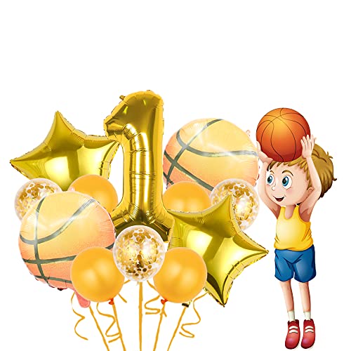 Basketball Themed Balloon Set - 12 Pcs for 1st Birthday Party