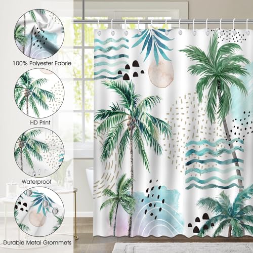 Mocsicka Tropical Shower Curtain 72x72 Inches Waterproof Polyester with Hooks