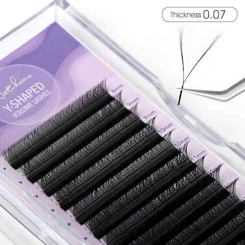 NATUHANA YY Lash Extensions 0.07 D Curl 9-15mm Mix Premade Fan 4D Y Black