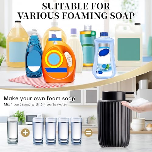 Matte Black Ceramic Foam Soap Dispenser - 12 Oz, Stylish & Refillable