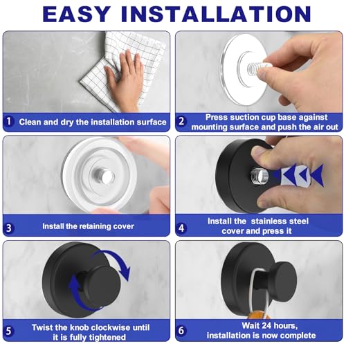 Bntuk Suction Cup Hooks - Removable Shower Towel Hooks, 2 Pack