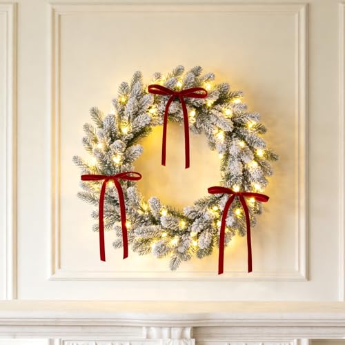 Christmas Velvet Ribbon Bows 5x7 Inch Set of 12 Red Holiday Decorations