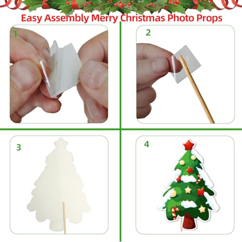 Christmas Photo Booth Props Set with Inflatable Selfie Frame - Holiday Party Decorations