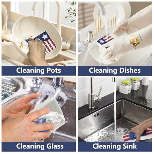 USA Flag Kitchen Dish Sponges - 4th of July Rectangle Style 1