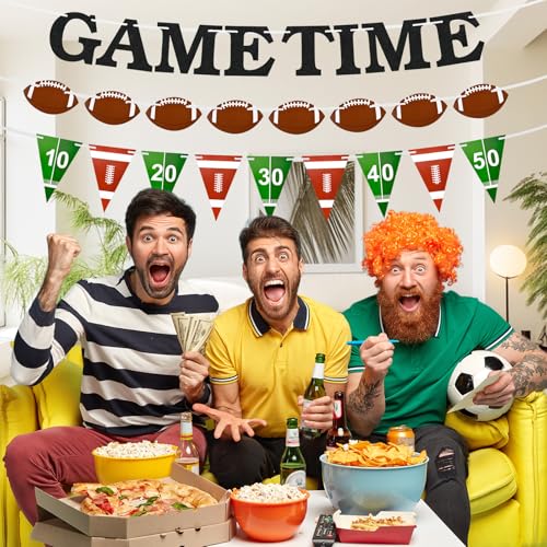 Football Party Decorations Banner Set - 3-Pack Pre-Strung Decor