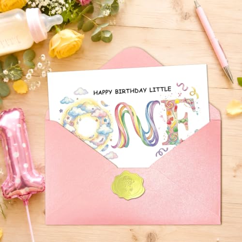Rainbow ONE Typography First Birthday Card - Gender Neutral