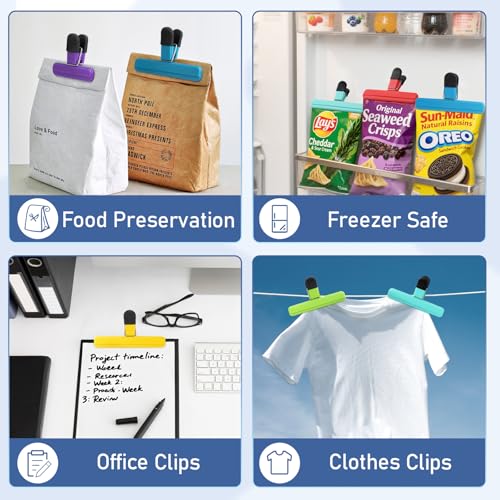 Leezmark 6-Pack Heavy-Duty Chip Clips - Large Food Bag Sealers