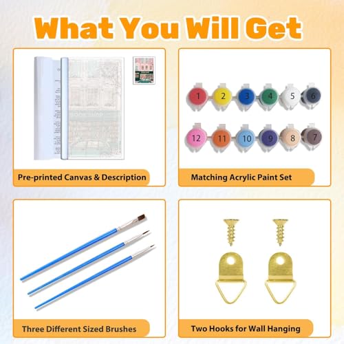Book Shop Paint by Numbers Kit for Adults - 16x20 Inch Canvas