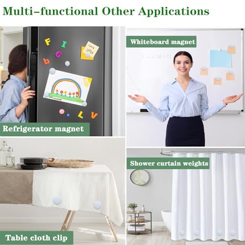 EMLTHORY Magnetic Shower Curtain Weights - 3 Sets White Liner Clips