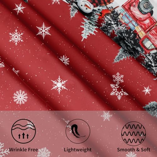 Kawani Christmas Snowman Red Round Tablecloth 60 Inch Holiday Decor