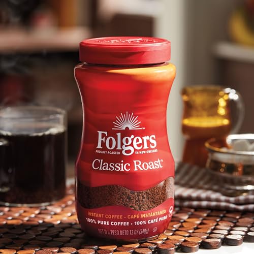 Folgers Classic Roast Instant Coffee 12 Oz Jar - Smooth Flavor