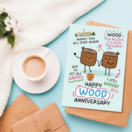Funny 5th Anniversary Card for Him or Her - Heartfelt Gift