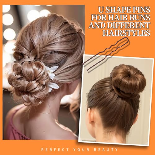Yansanido Gold U-Shape Hairpin & Rubber Band Set - 300 Pcs
