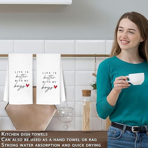 Funny Kitchen Towels - Life is Better with My Boys, 24x16 Inch