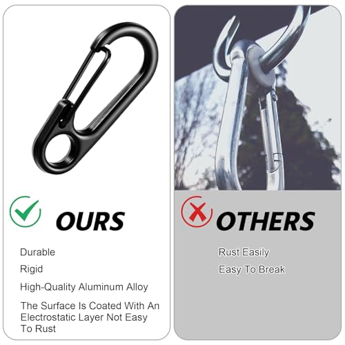 20 Pcs Mini Carabiner Clip, 1.2 Inch Tiny Spring Snap Hook Keychains, Black Mini Carabiner for Outdoor Hiking Fishing Camping Backpack Accessories