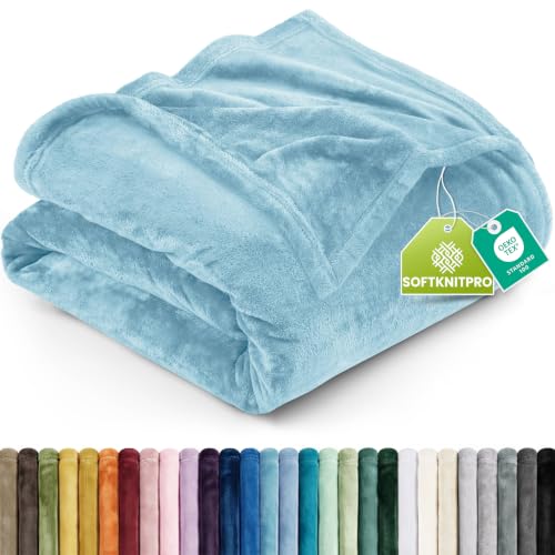 Utopia Bedding King Size Fleece Blanket - Washed Blue (90x102 Inch)