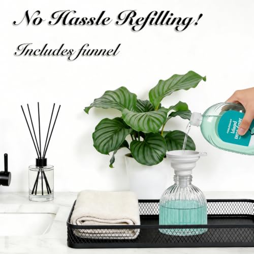 SheeChung 8oz Striped Glass Soap Dispenser with Silver Pump, Clear