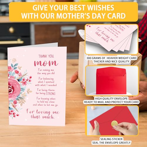 Heartfelt Mother's Day Card for Stepmom & Mom - Blush Roses