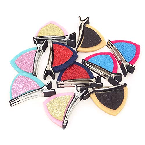 Honbay Sequin Cat Ear Hair Clips 10PCS Cute Animal Barrettes