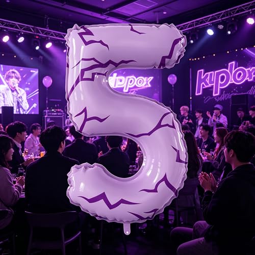 K-pop Number 5 Balloon for Girls Birthday Party - Purple & Pink - JUANBUDONG