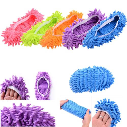 AISIBO Washable Microfiber Mop Slippers - 10 Piece Chenille Floor Dusting Set