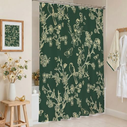 Mocsicka Vintage Floral Shower Curtain - Waterproof, 71x71 inch