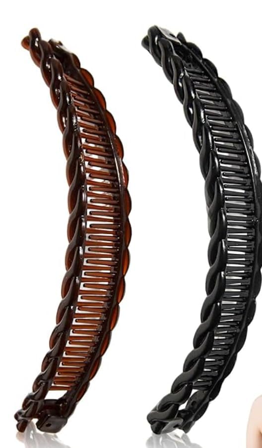2Pcs Banana Hair Clips for Thick Curly Hair - Vintage Tortoise Shell