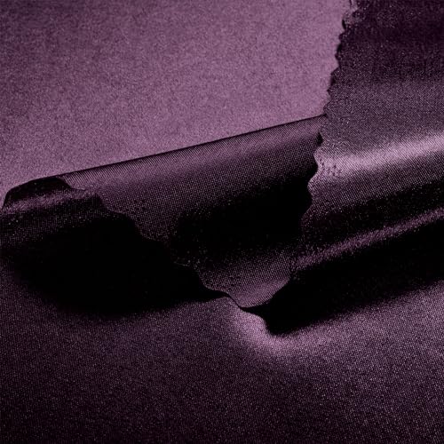 12 Pack Eggplant Purple Satin Napkins 12x12 Inch - Scalloped Edges