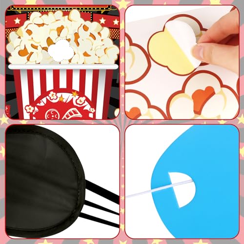 Pin The Popcorn Game Set - Movie Night Party Supplies for Kids