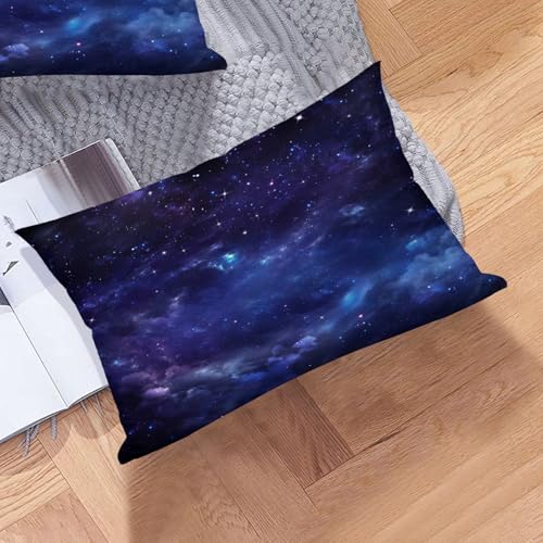 BEITUOLA Galaxy Lumbar Throw Pillow Covers, 12x20 Inch Purple Set of 2