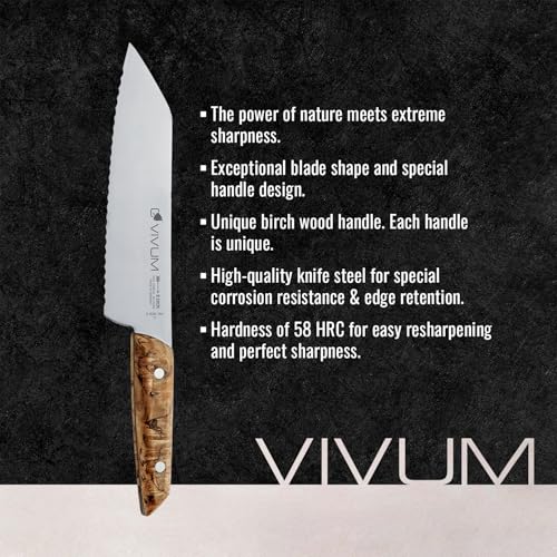 Allround Knife - 7 Inch Serrated Kitchen Utility Knife with Birch Handle, Germany