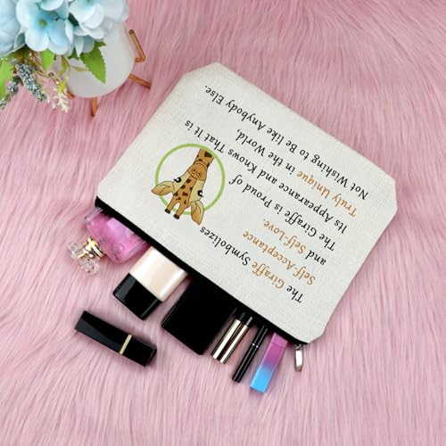 Sfodiary Giraffe Makeup Bag - Linen Cosmetic Pouch & Inspirational Gift