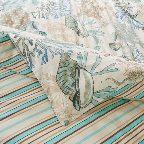 Greenland Home Barefoot Bungalow Atlantis 100% Cotton Duvet Set, 2-Piece Twin, Jade