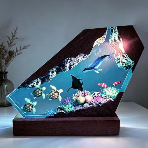 Humpback Whale Ocean Resin Night Light - Handmade Sea Animal Lamp S