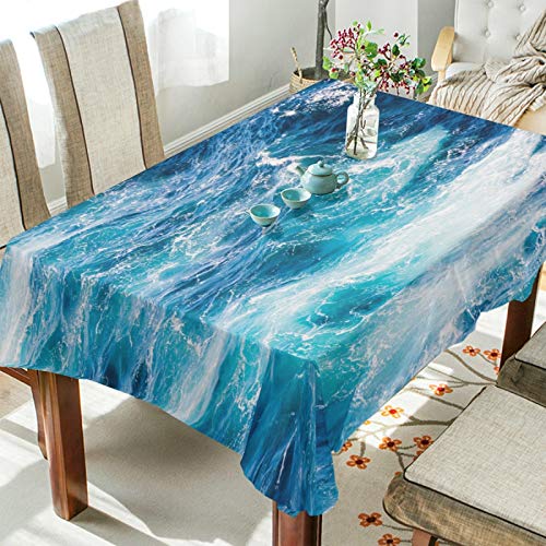 Ocean Wave Tablecloth 60 x 120 Inch Rectangle Party Decor Polyester