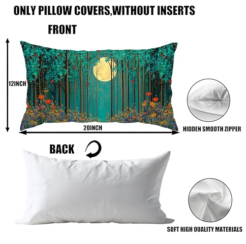 Vveeyyee Morris Forest Moon Lumbar Pillow Cover 12x20 Inch Variation 9