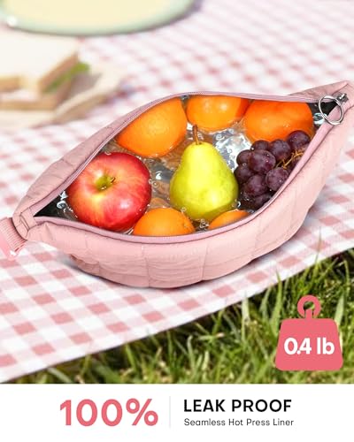 Elmklare Black Insulated Puffer Lunch Bag for Women Leakproof & Stylish