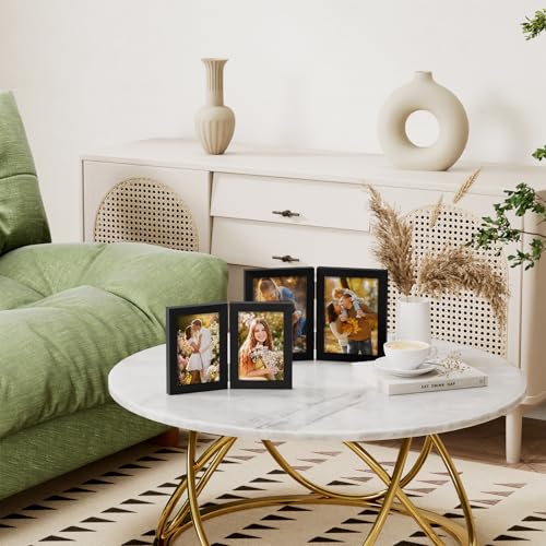Vittanly 5x7 Double Picture Frame - Hinged MDF Frame with Plexiglass