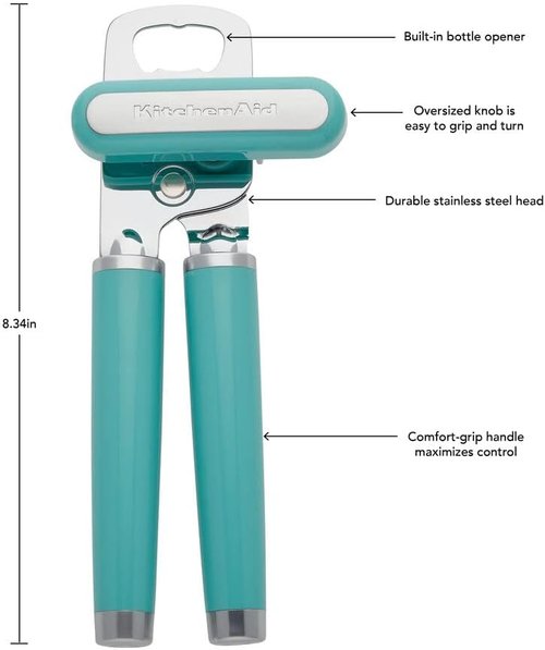 KitchenAid Classic Can Opener - Easy-To-Use Stainless Steel Cutting Wheel | Aqua Sky, Pack of 12