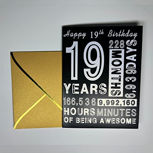 19th Birthday Card for Son Daughter - 5x7 Inch Premium Greeting Card with Envelope
