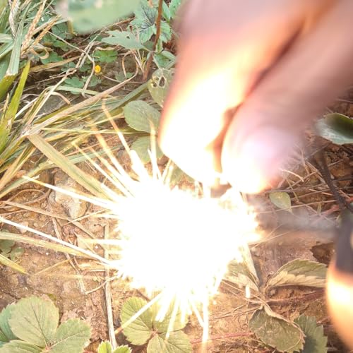 2Packs Ferro Rod Fire Starter for Camping, Ferrocerium Flint and Striker Survival Kit (Black)