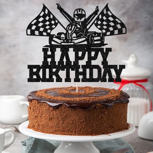 Race Car Cake Topper - Happy Birthday Racing Theme Decor