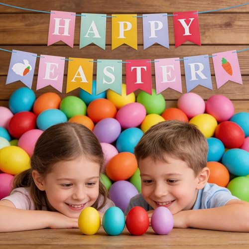 Happy Easter Banner Kit with Bunny Carrot Flags and String