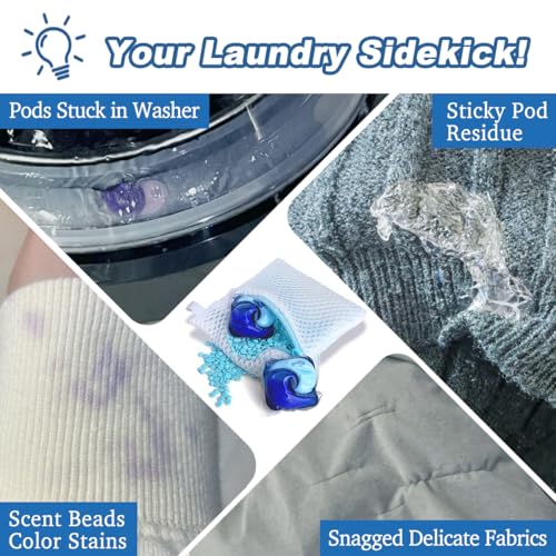 Reusable Laundry Pod Bags - 4 Pack Mesh Wash Bags with Zipper