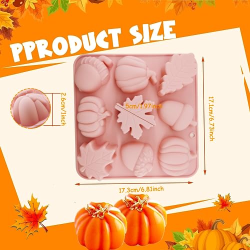 Pumpkin Silicone Mold Set - 2Pcs 9 Cavity Thanksgiving Baking Molds