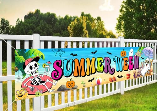 Summerween Banner Pink Plaid Backdrop Halloween Party Decor