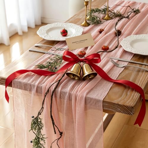 Pink Cheesecloth Table Runner 35x120 Inches for Fall Party & Home Decor - Blush Pink