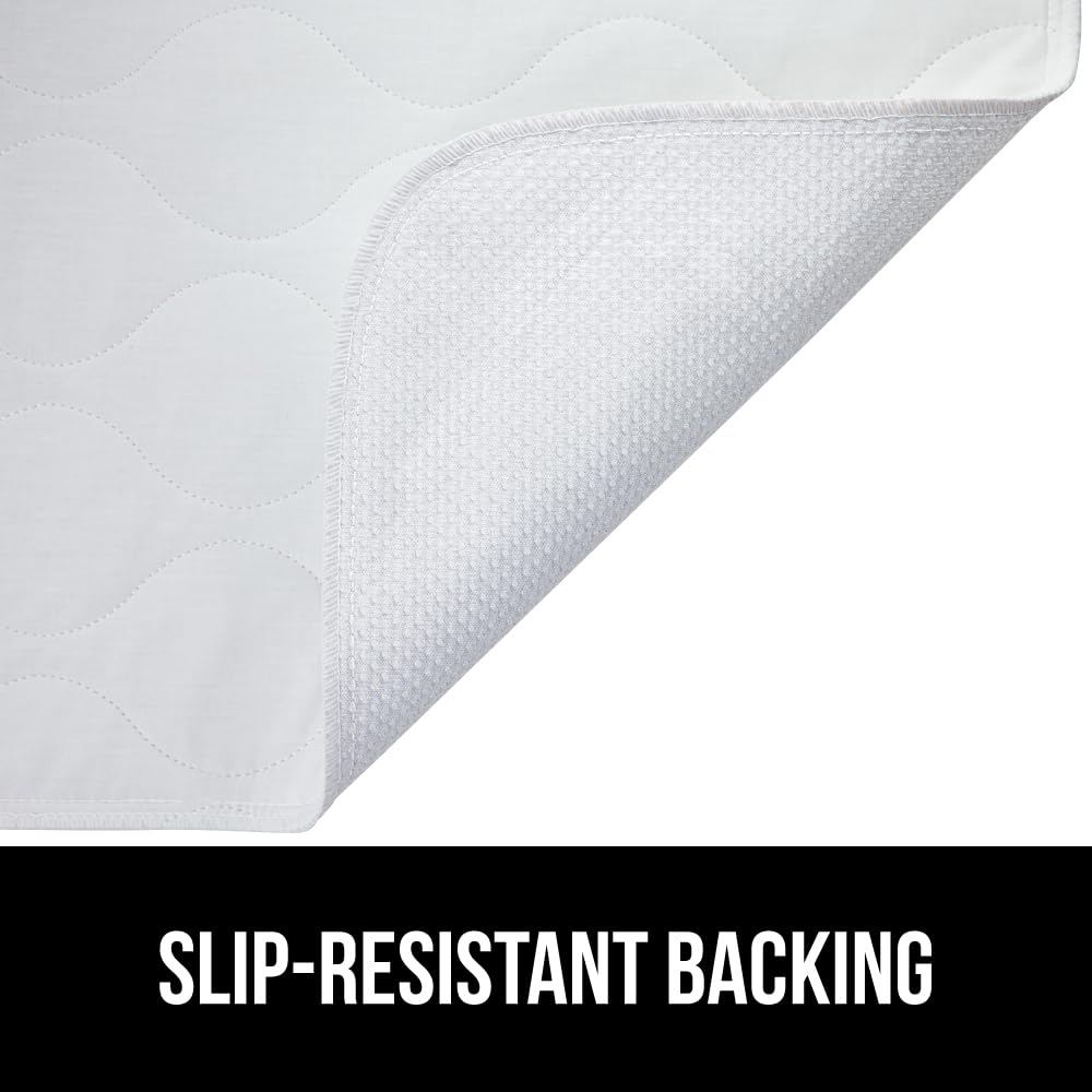 GORILLA GRIP Washable Underpads, Waterproof Reusable Heavy Absorbency Incontinence Bed Pads, Leak Proof Toddler Mattress Pad, 24x36 4 Pack, Slip Resistant for Bedwetting, Adults and Kids, White