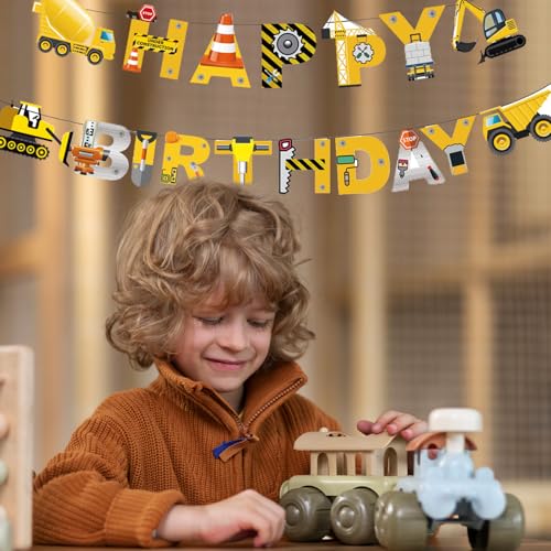 Construction Birthday Banner for Boys - Durable Party Supplies